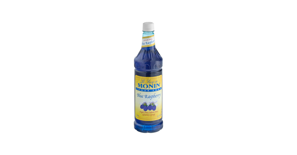 Monin Sugar-Free Blue Raspberry Flavoring Syrup 1 Liter - 4/Case