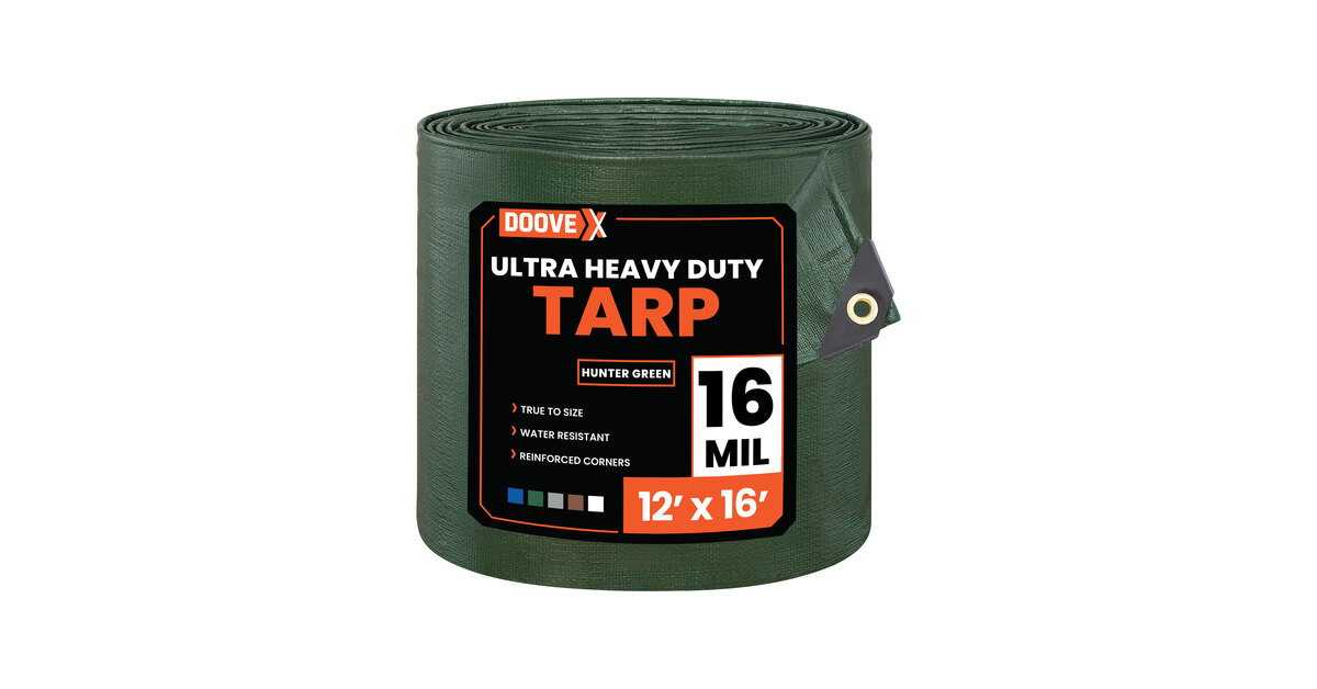 Doovex 12' x 16' Green Ultra Heavy-Duty Weatherproof 16 Mil