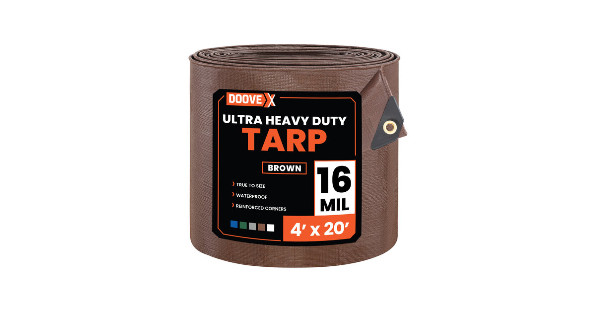 Doovex 4' x 20' Brown Ultra Heavy-Duty Weatherproof 16 Mil