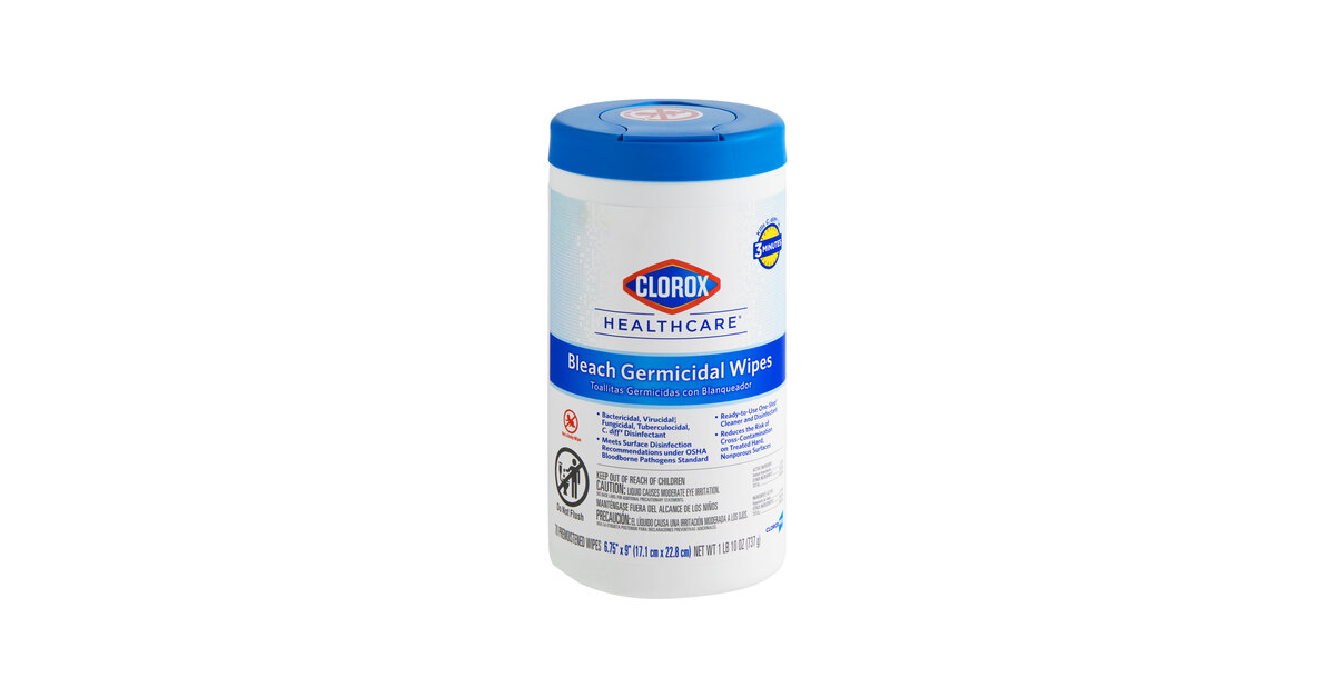 Clorox Healthcare 70-Count Bleach Germicidal Wipes Canister - 6/Case