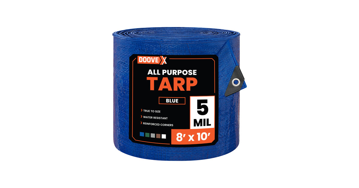 Doovex 8' x 10' Blue Multipurpose Weatherproof 5 Mil Polyethylene