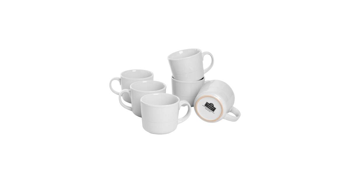 10 Strawberry Street Double Line 12 oz. White Stoneware Mug - 6/Case
