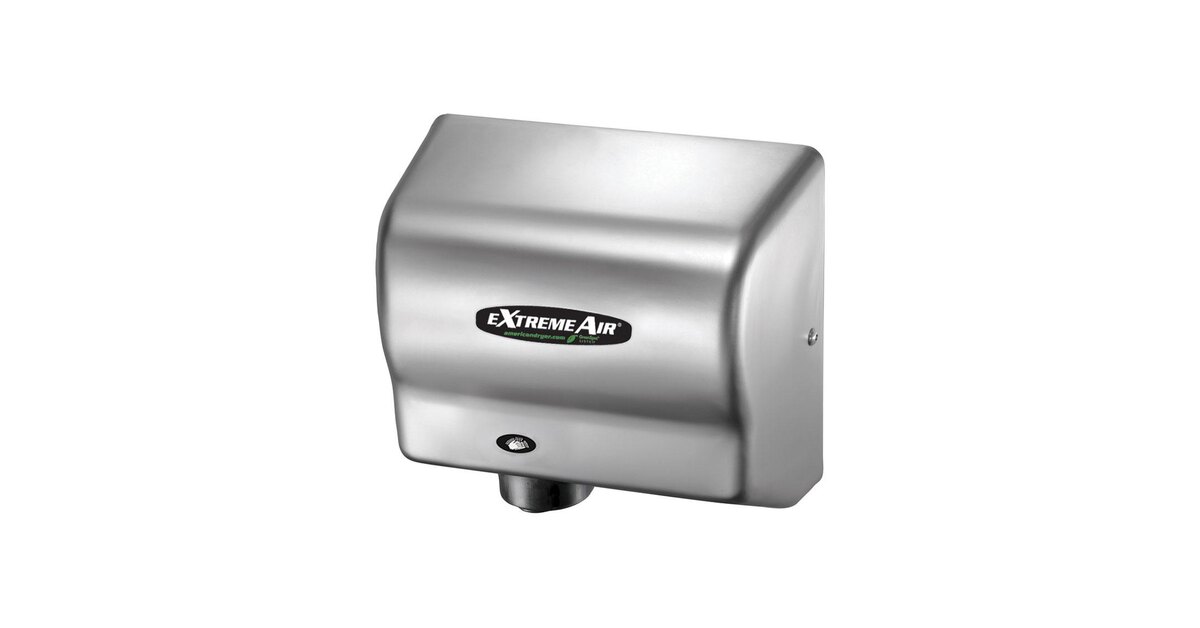 American Dryer Extremeair Gxt9-Ss Stainless Steel Cover High-Speed Automatic Hand Dryer, 10-12 Second Dries, 100-240V, 1,500W Maximum Power, 50/60Hz (609224858383)