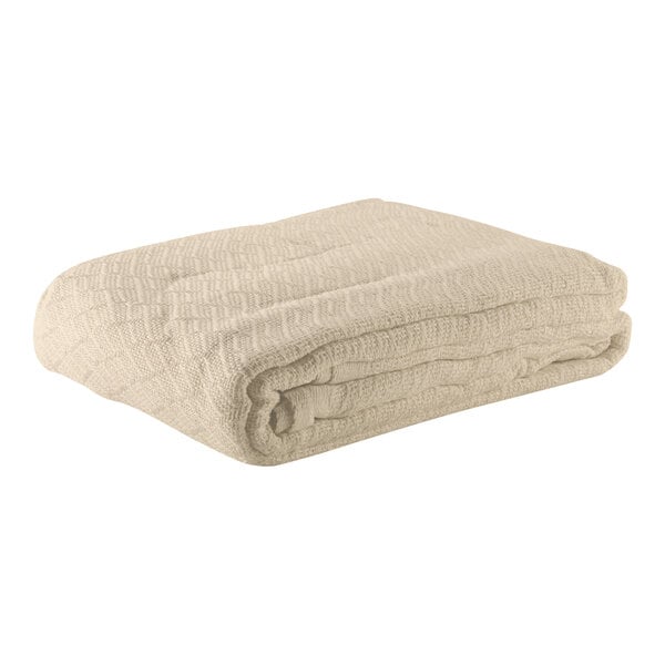 Oxford Beige 100% Cotton Thermal Herringbone Hotel Blanket
