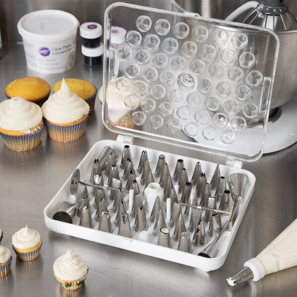 Useful Cake Decoration Work Table Cake Cream Piping Icing Nozzles Storage Holder Pastry Bags Tray Stand Tool White 
