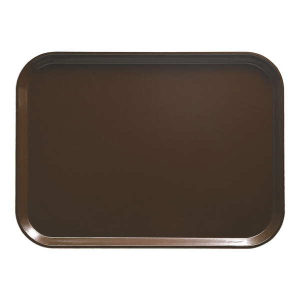 A brown rectangular Cambro tray with a dark brown border.