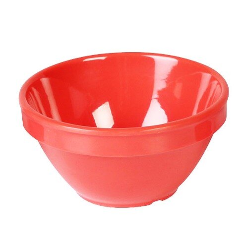 A red Thunder Group melamine bouillon cup on a white background.