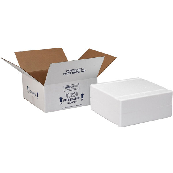 A white Polar Tech insulated shipping box with a square top.