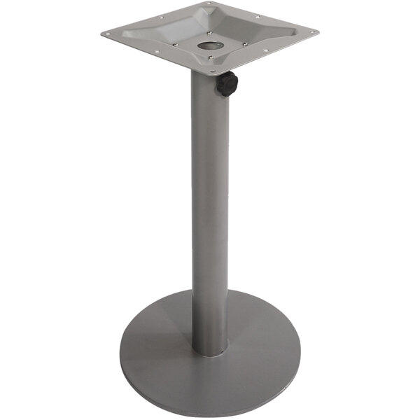 BFM Seating Margate Standard Height Outdoor / Indoor 16" Silver Round Table Base with Umbrella Hole