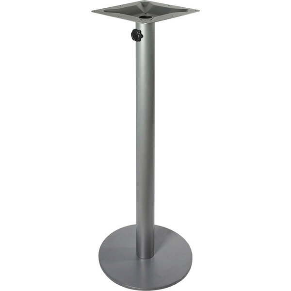 BFM Seating Margate Bar Height Outdoor / Indoor 20" Silver Round Table Base with Umbrella Hole