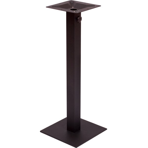 A black metal BFM Seating Margate bar height square table base.