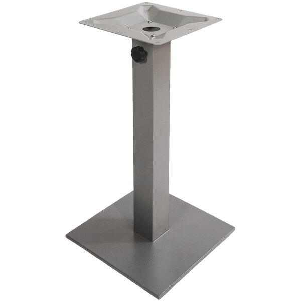 BFM Seating Margate Standard Height Outdoor / Indoor 16" Silver Square Table Base with Umbrella Hole