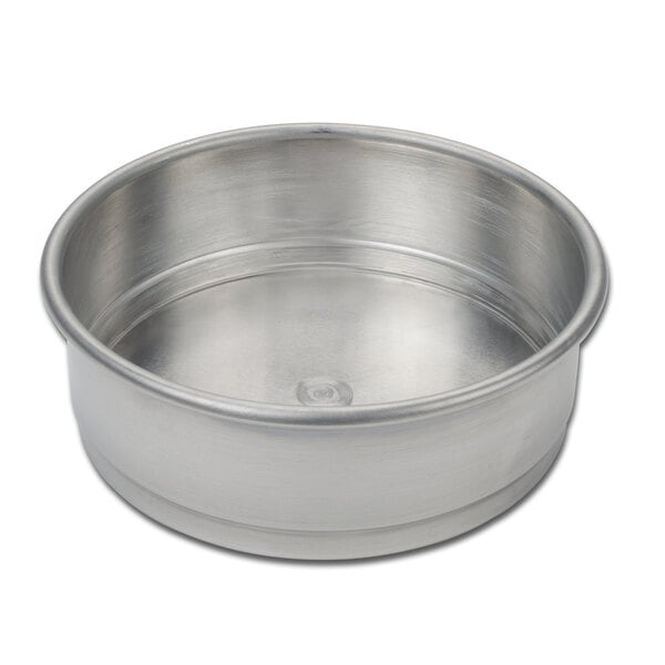 An American Metalcraft silver stainless steel straight sided stacking pan.