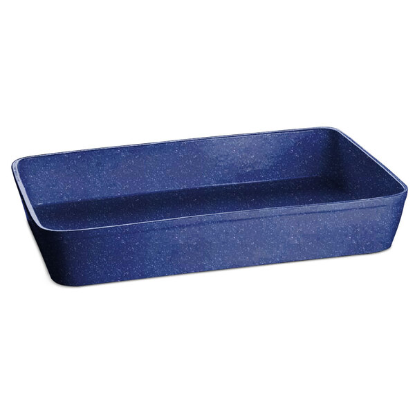 Tablecraft CW20200BS 15 Qt. Blue Speckle Cast Aluminum Extra Large Rectangular Casserole Dish