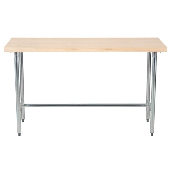 Advance Tabco TH2G-245 Wood Top Work Table with Galvanized Base - 24" x 60"