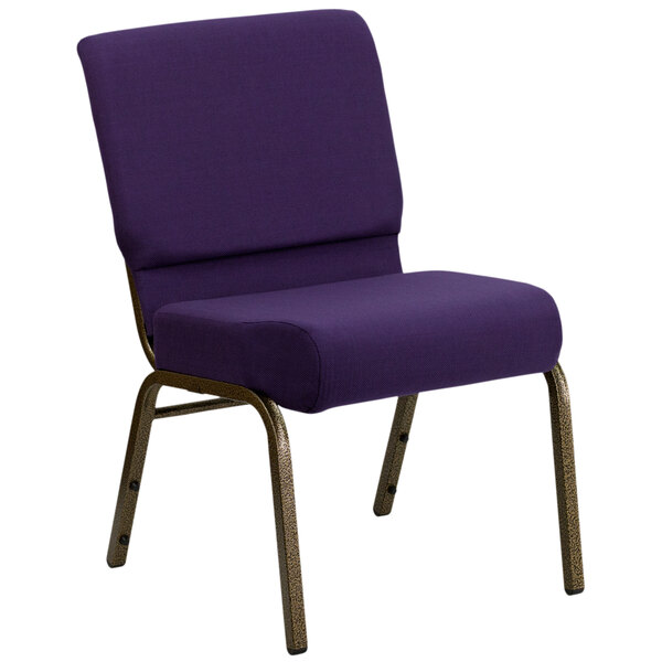 Flash Furniture FD-CH0221-4-GV-ROY-GG Royal Purple 21" Extra Wide Church Chair with Gold Vein Frame