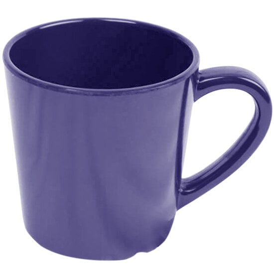 A purple Thunder Group melamine mug with a handle.
