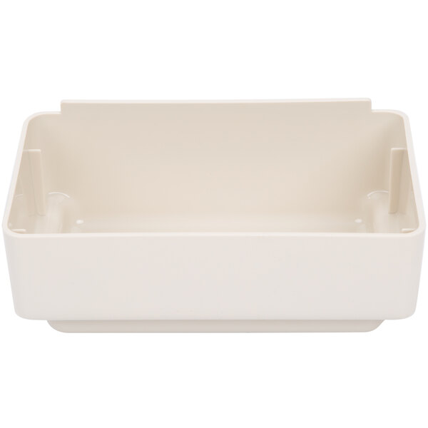 A white plastic rectangular container with two legs.