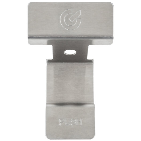 A stainless steel Grindmaster Cecilware dispense valve handle with a logo.