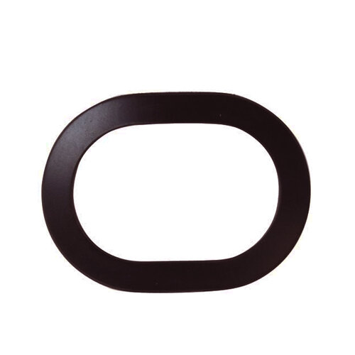 A black oval frame with a white background.