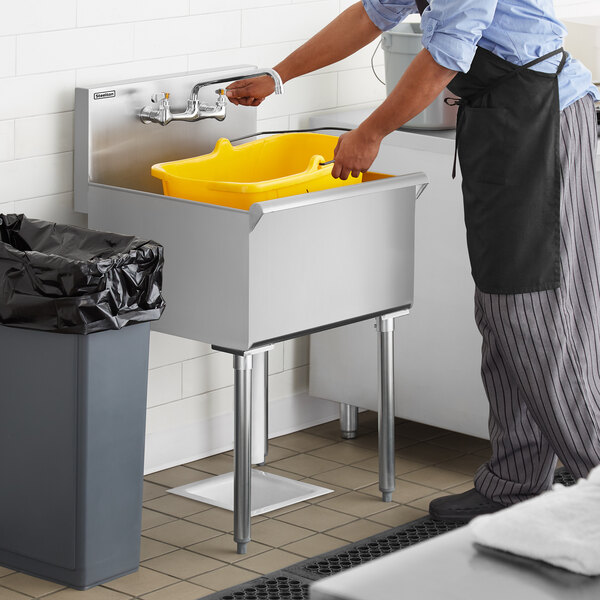 Stainless Steel Commercial Utility Sink With Countertop - Single Bowl, Freestanding