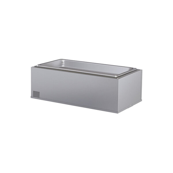 A silver rectangular Hatco drop-in hot food well with a lid.