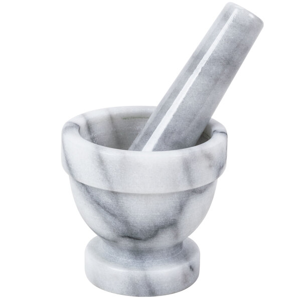 3" White Marble Mortar and Pestle Set