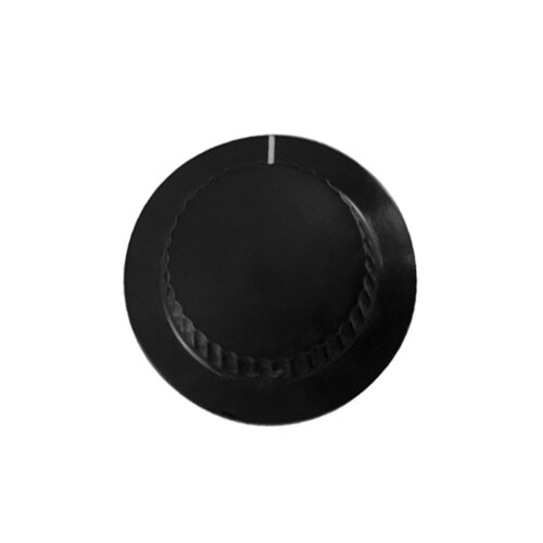 A black round object with a white stripe.