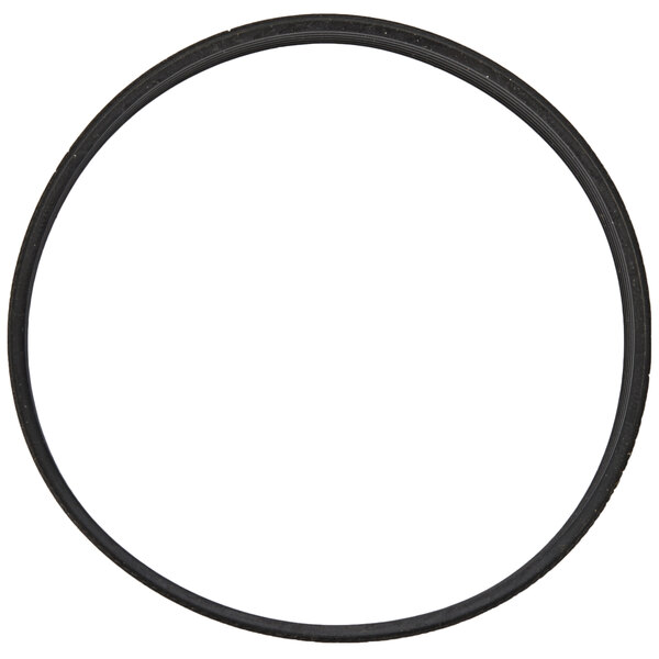 A black rubber belt with a white background.
