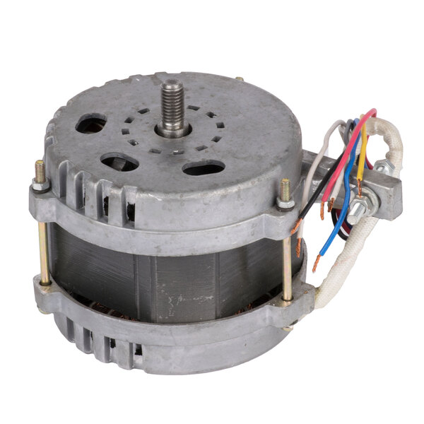 A close-up of an Avantco meat slicer motor with wires.