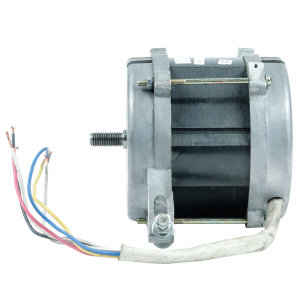 A small metal Avantco motor with wires.