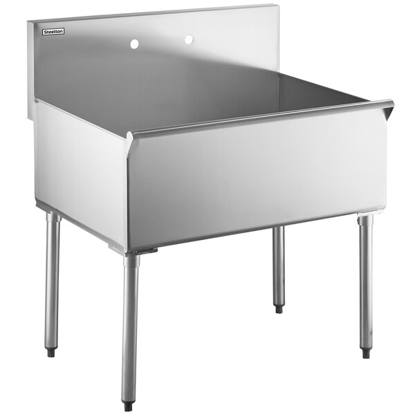 Stainless Steel 1 Compartment Utility Sink Galvanized Legs 24X24X14D Bowl | BK Resources