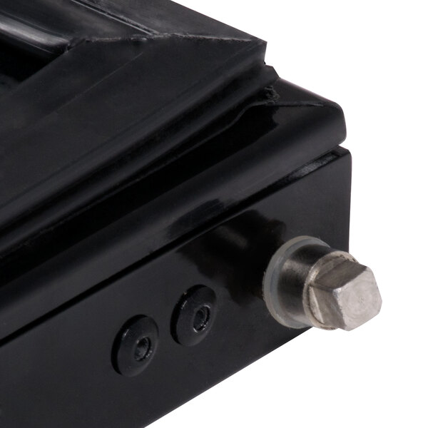 A black door with a silver handle for an Avantco refrigeration unit.