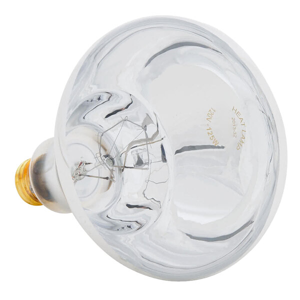 A Nemco 47456 clear light bulb with a gold base.