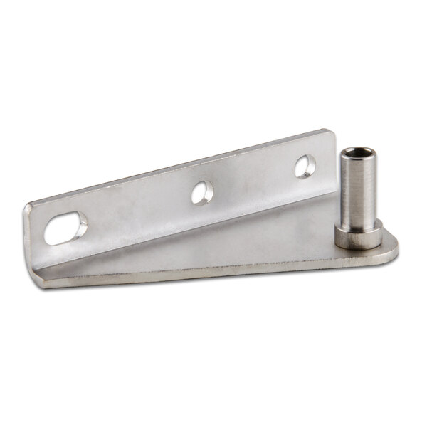 An Avantco stainless steel door hinge bracket with two holes.