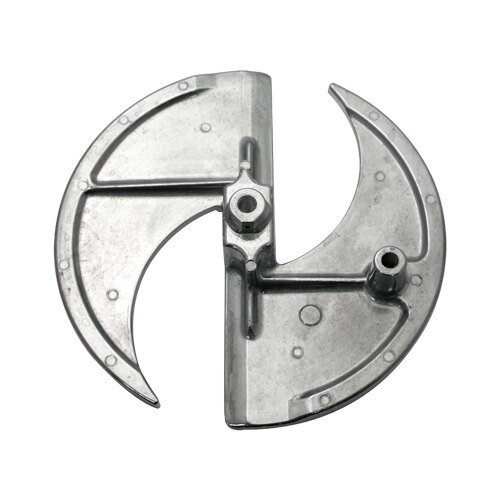 A metal Nemco adjusting plate with screws and two holes.