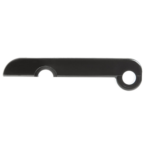 A black plastic drive lever with a hole in it.