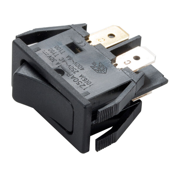 A Nemco Rocker Switch for a heat lamp with two black wires.