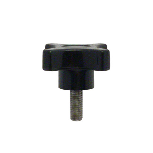 A black knob with a screw on top.