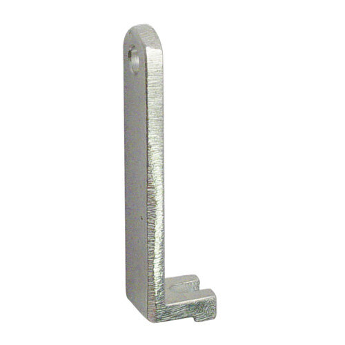 A silver metal Nemco push rod guide with a hole.