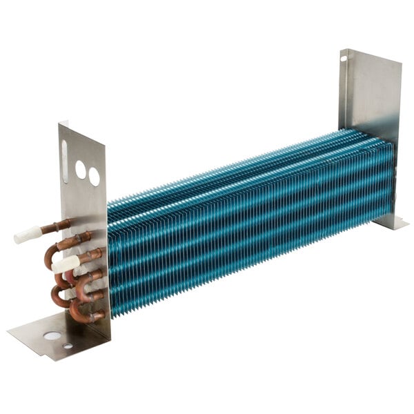 An Avantco evaporator coil with blue and white wires.