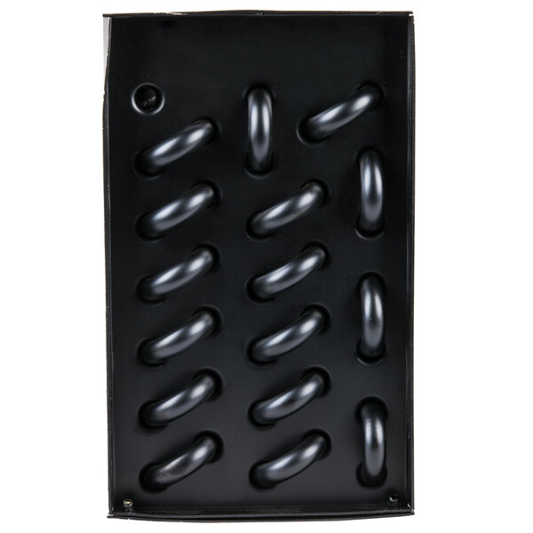 An Avantco black metal evaporator coil with many rings.