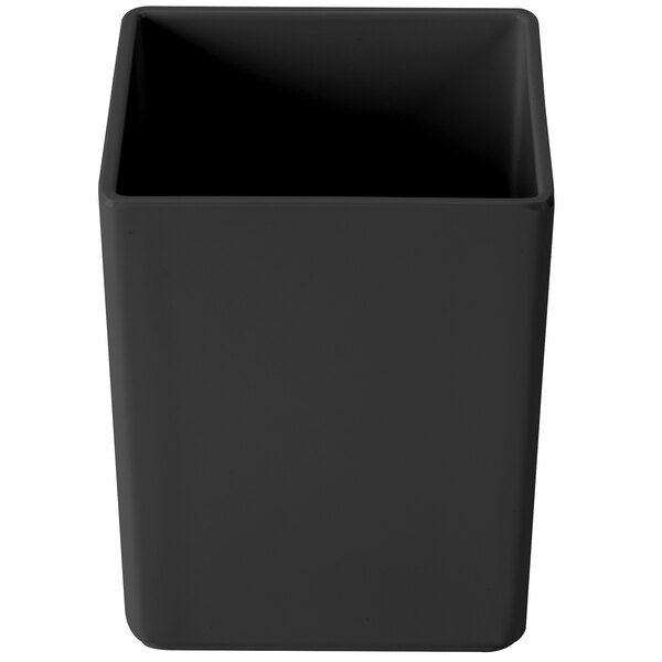 A black square Cal-Mil melamine box.