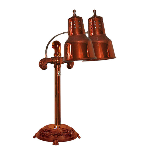 Hanson Heat Lamps DLM/RB9/ANT/SC Portable Single 9" Smoked Copper Freestanding Heat Lamp with Dual Bulbs and Round Antique Style Base