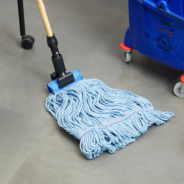 Continental HuskeePro A02603 Blue Large Blend Looped End Wet Mop Head with 5" Headband