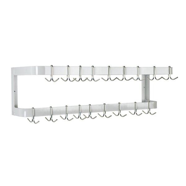 Advance Tabco GW-72 72" Powder Coated Steel Wall Mounted Double Line Pot Rack with 18 Double Prong Hooks