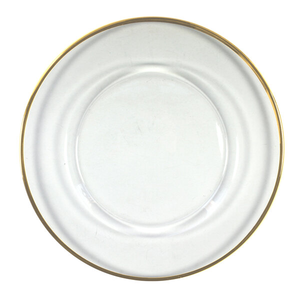 The Jay Companies 13" Round Gold Rim Glass Charger Plate