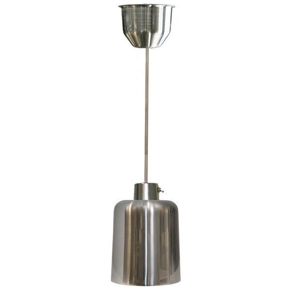 A Hanson Heat Lamps stainless steel heat lamp with a metal shade.