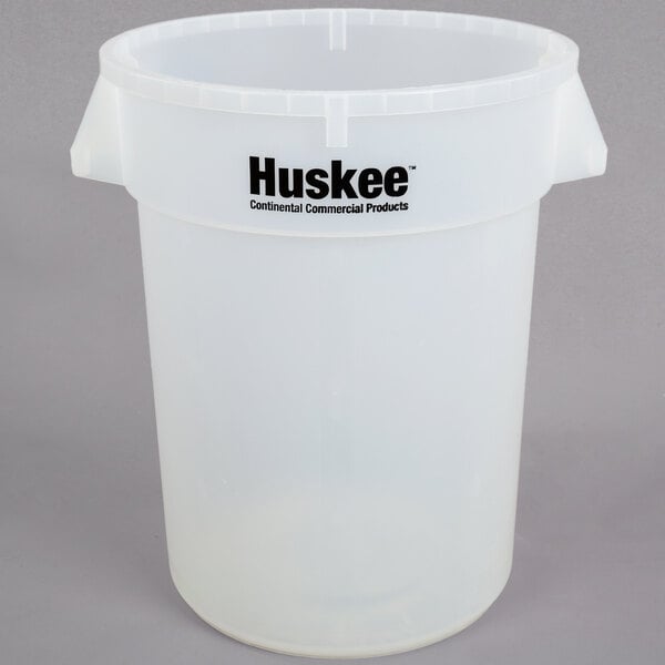 Lid 32 Gallon Clear White Commercial Plastic Trash Can and Dolly Kit