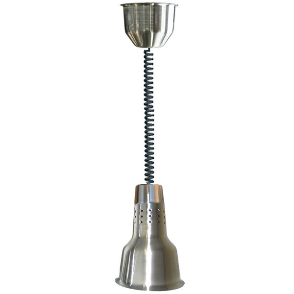 A close-up of a Hanson Heat Lamps stainless steel retractable cord.